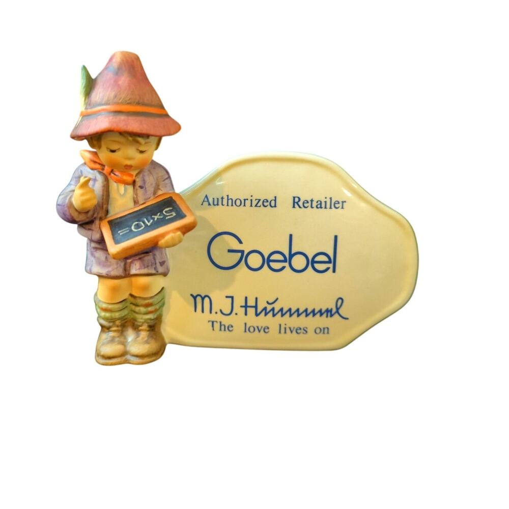 Vintage 1984 Hummel Authorized Retailer Plaque With One Plus One Figurine